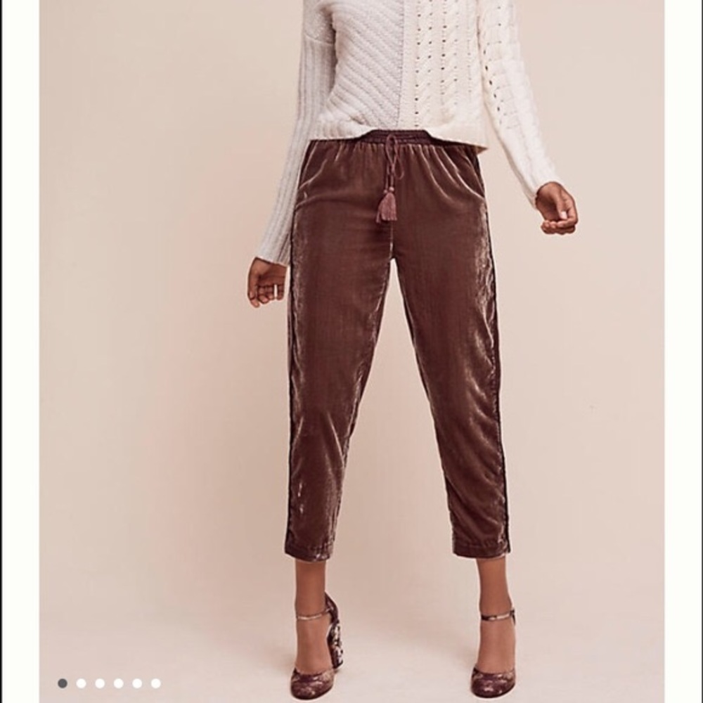 Anthropologie Elevenses Velvet Joggers